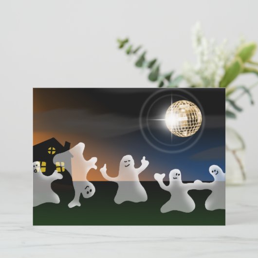 Dancing Disco Ghosts Halloween Feest Uitnodigingen (Staand voorkant)