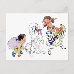 Dancing Dog and Girl Briefkaart