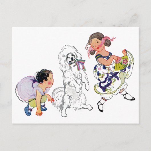 Dancing Dog and Girl Briefkaart (Voorkant)