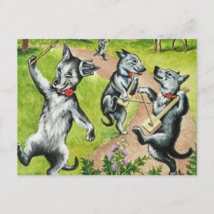 Dancing Dogs by Louis Wain Briefkaart