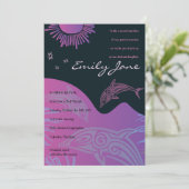 DANCING DOLPHINS Bat Mitzvah Invitation-roze1 Kaart (Staand voorkant)