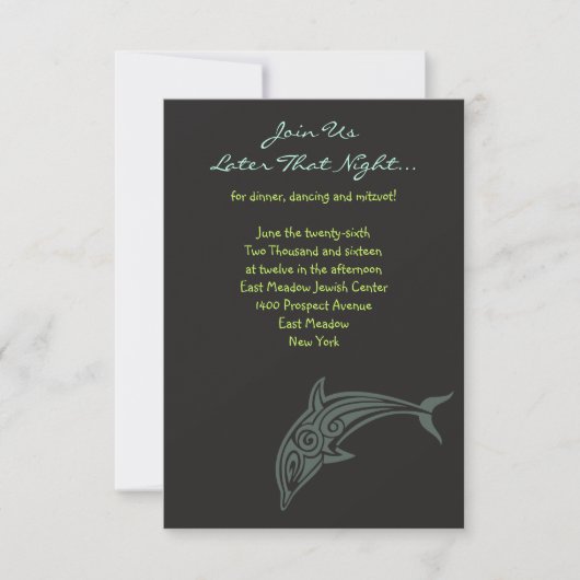 DANCING DOLPHINS Bat Mitzvah Party Card Kaart (Voorkant)