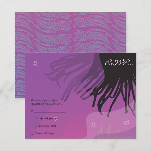 DANCING DOLPHINS Bat Mitzvah Reply Card-roze RSVP Kaartje (Voorkant / Achterkant)