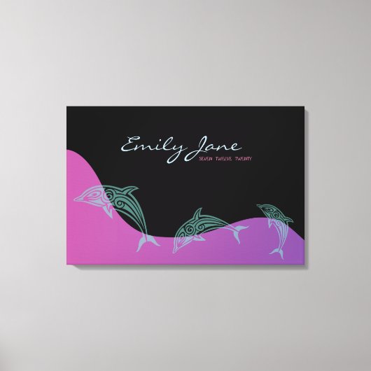 DANCING DOLPHINS Bat Mitzvah Sign In Board Canvas Afdruk (Voorkant)
