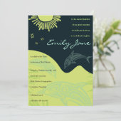 DANCING DOLPHINS Bat Mitzvah Uitnodiging (Staand voorkant)