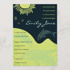 DANCING DOLPHINS Bat Mitzvah Uitnodiging