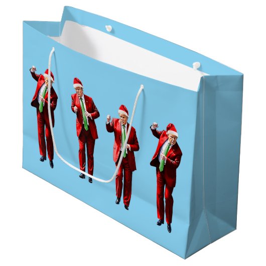Dancing Donald Trump Christmas MAGA Groot Cadeauzakje (Voorkant Gekanteld)