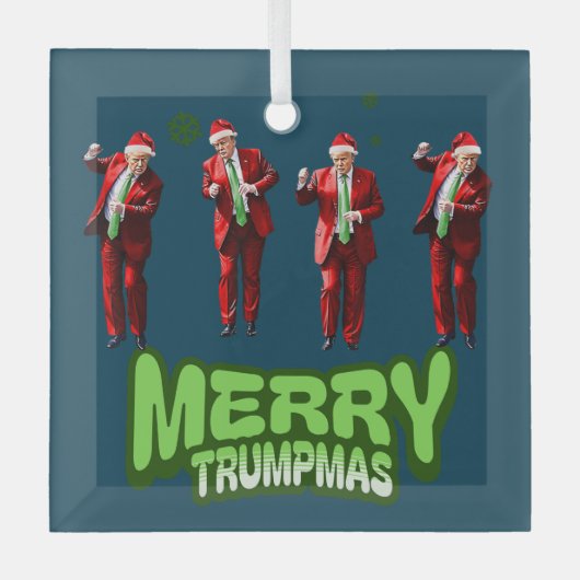 Dancing Donald Trump MAGA Kerst Glas Ornament (Voorkant)