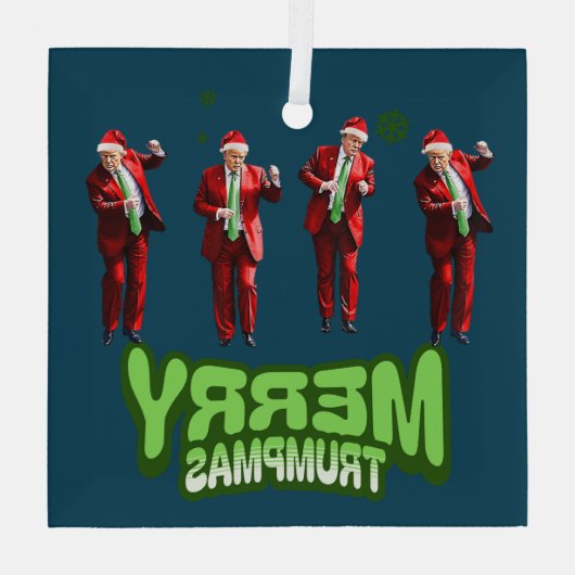 Dancing Donald Trump MAGA Kerst Glas Ornament (Achterkant)