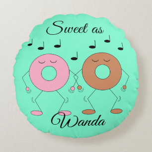Dancing Donuts Mint Green Rond Kussen