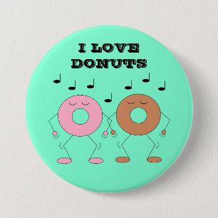 Dancing Donuts Mint Green Ronde Button 7,6 Cm