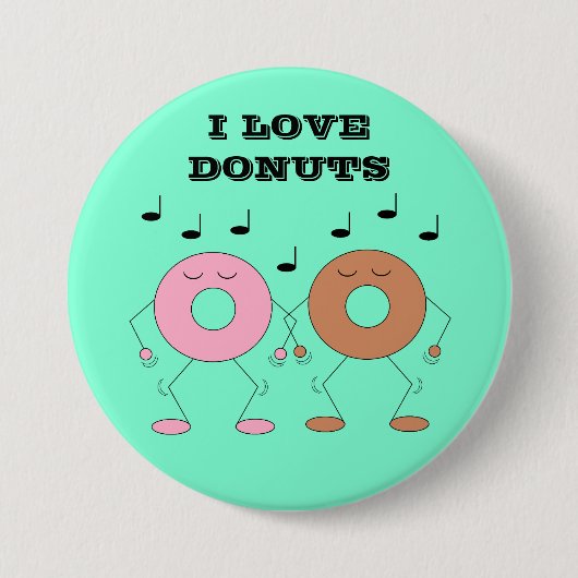 Dancing Donuts Mint Green Ronde Button 7,6 Cm (Voorkant)