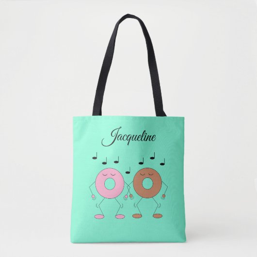 Dancing Donuts Mint Green Tote Bag (Voorkant)