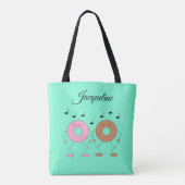 Dancing Donuts Mint Green Tote Bag (Achterkant)