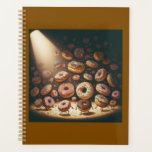 Dancing Doughnuts Surreal Bakery Planner<br><div class="desc">organize your days with a touch of sugary magic in this whimsical spiral planner featuring a surreal scene of dancing doughnuts under a theatrical spotlight. perfect for students, bakers, or office professionals, this unique stationary item combines practical scheduling with a fun and artistic food illustration. the vibrant colors of the...</div>