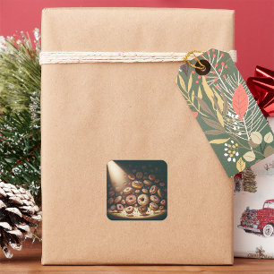 Dancing Doughnuts Surreal Bakery Vierkante Sticker