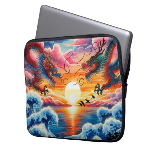Dancing dragon tablet protector laptop sleeve (Voorkant Links)