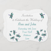 Dancing Dragonfly Art Turquoise Kaart (Voorkant / Achterkant)