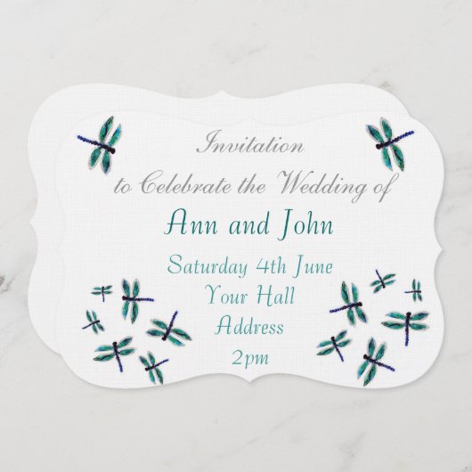 Dancing Dragonfly Art Turquoise Kaart (Voorkant / Achterkant)