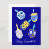 Dancing Dreidels Hanukkah Feestdagenkaart (Voorkant / Achterkant)