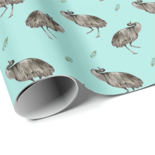 Dancing Emu Pattern Cadeaupapier (Rol Hoek)