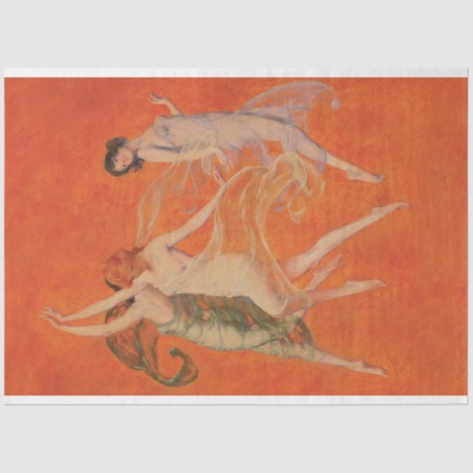 Dancing Fairies Drie Graces Kunstwerk Sinaasappel Tissuepapier (Voorkant)
