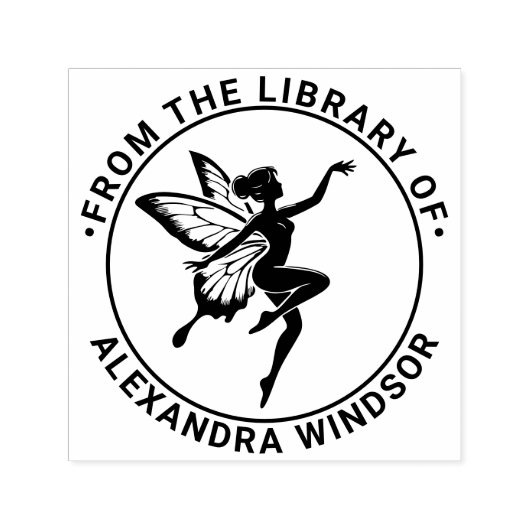 Dancing Fairy Butterfly Wings Library Boeknaam Zelfinktende Stempel (Design)