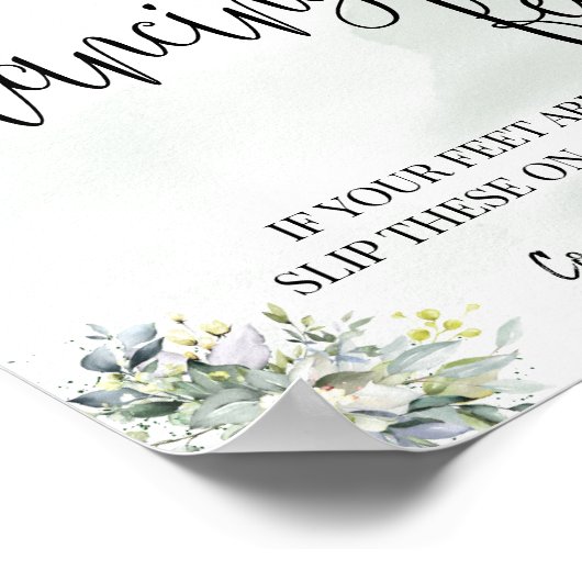 Dancing feet sign flip flops wedding eucalyptus poster (Hoek)