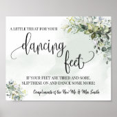 Dancing feet sign flip flops wedding eucalyptus poster (Voorkant)