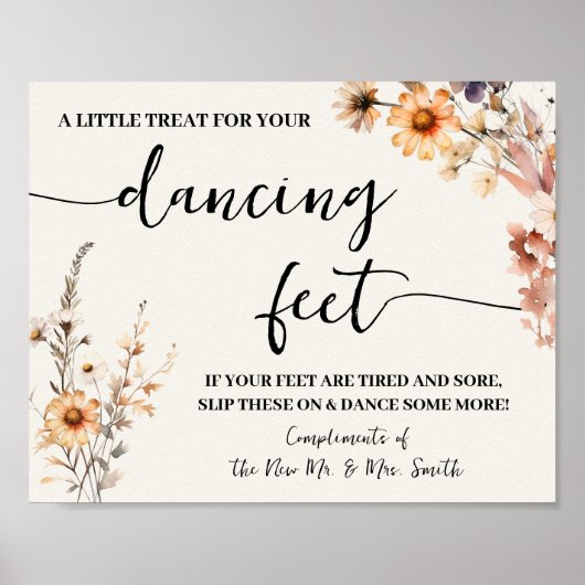 Dancing Feet Teenslippers Wedding Herfst Wildflowe Poster (Voorkant)