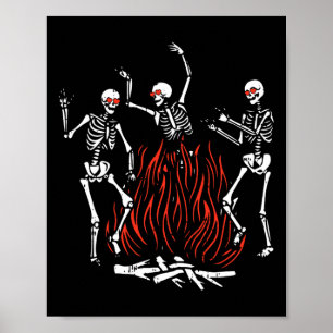 Dancing Fire Valentijnsdag Grappige Botten Hartlie Poster