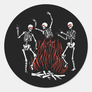 Dancing Fire Valentijnsdag Grappige Botten Hartlie Ronde Sticker