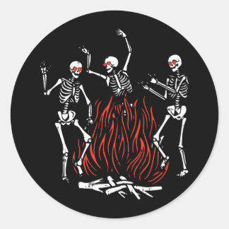 Dancing Fire Valentijnsdag Grappige Botten Hartlie Ronde Sticker