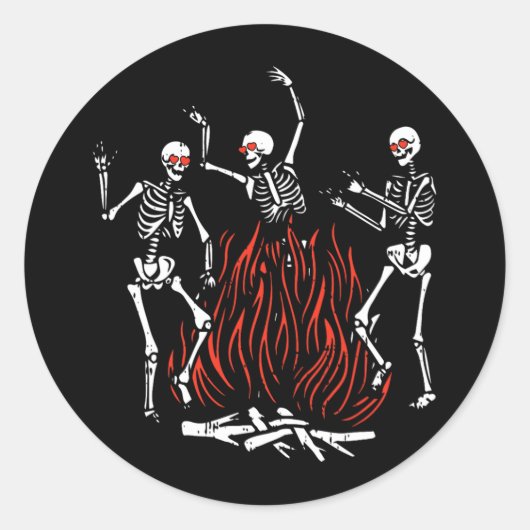 Dancing Fire Valentijnsdag Grappige Botten Hartlie Ronde Sticker (Voorkant)