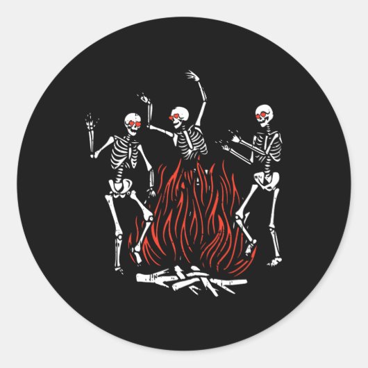 Dancing Fire Valentijnsdag Grappige Botten Hartlie Ronde Sticker (Voorkant)