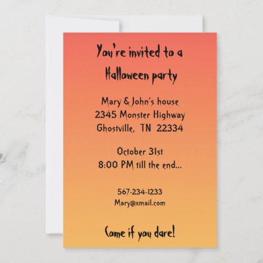 Dancing Flames Halloween Invitation Kaart (Achterkant)