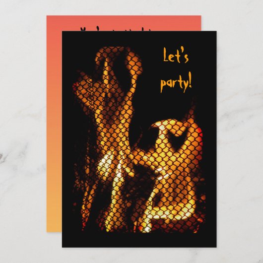Dancing Flames Halloween Invitation Kaart (Voorkant / Achterkant)