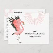 Dancing Flamingo Nieuw adres Verhuizen Aankondigingskaart (Voorkant / Achterkant)