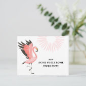 Dancing Flamingo Nieuw adres Verhuizen Aankondigingskaart (Staand voorkant)