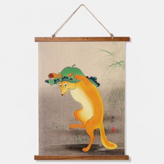 Dancing Fox Ohara Koson 1910 Hangend Wandkleed (Voorkant)