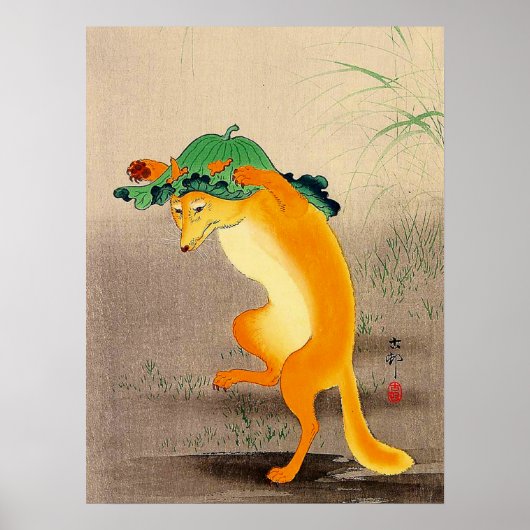 Dancing Fox Ohara Koson 1910 Poster (Voorkant)