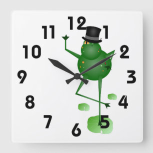 Dancing Frog Clock Vierkante Klok