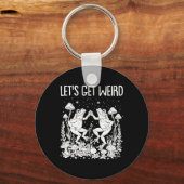 Dancing Frogs Mushrooms Let's Get Weird Funny Cott Sleutelhanger (Voorkant)