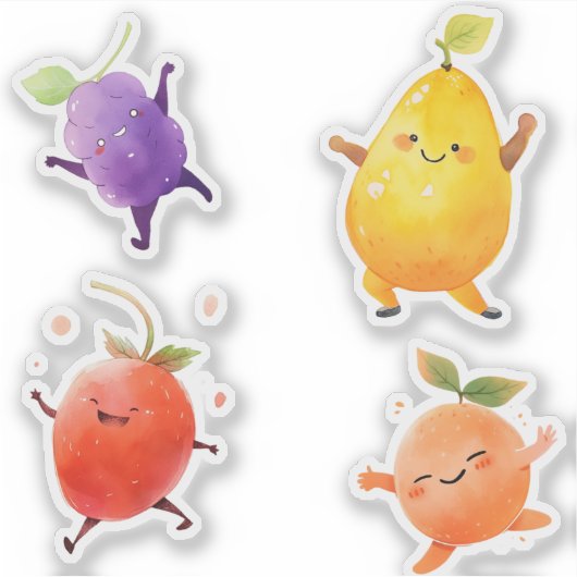Dancing Fruit Custom-Cut Vinyl Stickers (Voorkant)