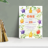 Dancing Fruit Eerste 1e Verjaardagsfeest Foto Kaart