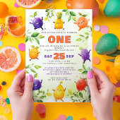 Dancing Fruit Eerste 1e Verjaardagsfeest Foto Kaart