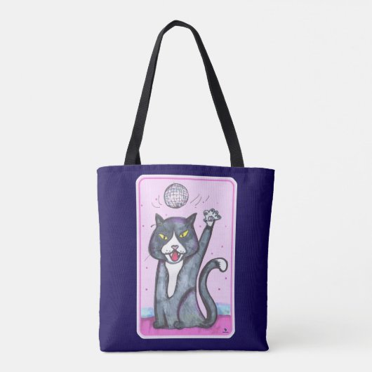 Dancing Fun Disco Ball Cat Cartoon Time Tote Bag (Achterkant)