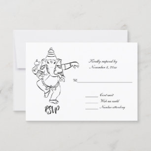 Dancing Ganesh   Indian Wedding RSVP Kaart
