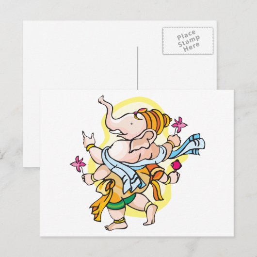 Dancing Ganesha Briefkaart (Voorkant / Achterkant)
