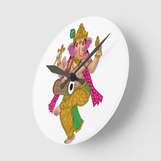 Dancing Ganesha Clock Ronde Klok (Hoek)